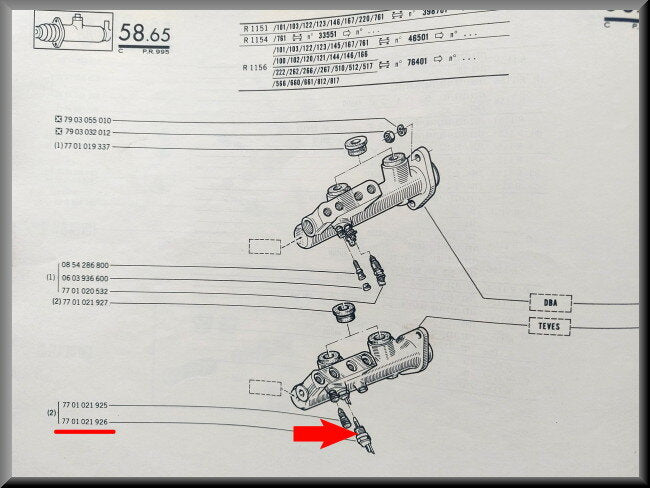 Sensor remvloeistof niveau – Renault 16 – OEM 7701021926