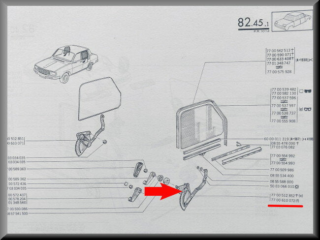 Mécanisme de lève-vitre arrière gauche – Renault 12 – OEM 7700610072
