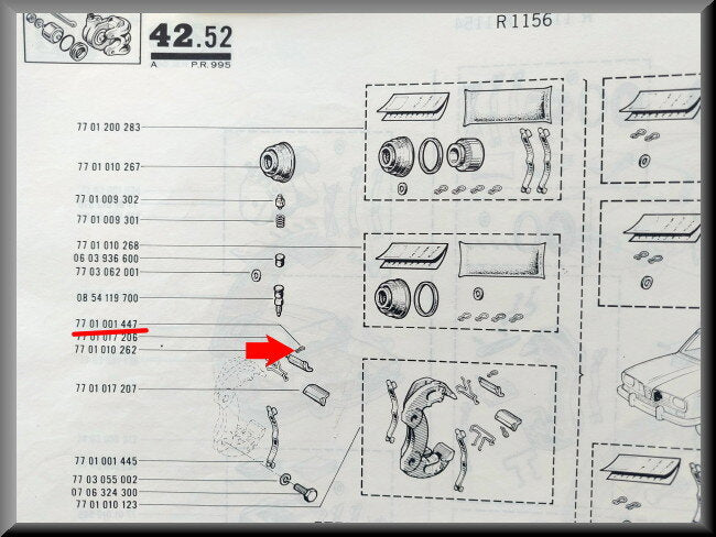 Borgverenset remklauw borgplaatjes – Renault 16 – OEM 7701001447