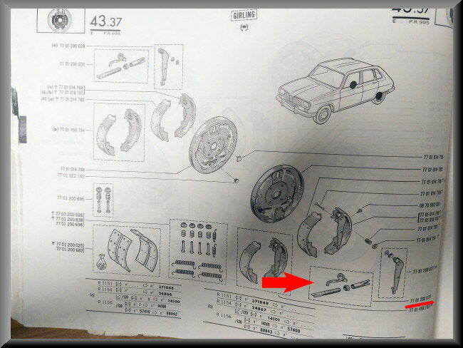 Mécanisme de réglage automatique de mâchoires de frein gauche GIRLING – Renault 16 – OEM 7701200029
