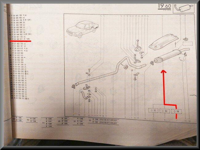 Uitlaat demper  – Renault 18 (1345) – OEM 7700683611 – NOS
