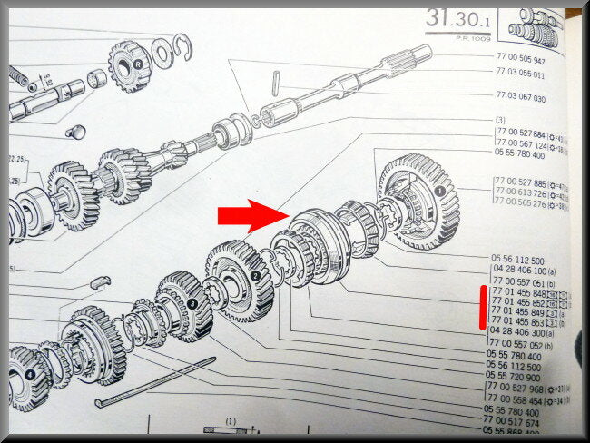 Synchronisatie naaf 1e en 2e versnelling (30 tanden) – Renault 12 - Renault 16– OEM 7701455853 en 7701455852 (30 tanden)