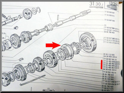 Synchronisatie naaf 1e en 2e versnelling (30 tanden) – Renault 12 - Renault 16– OEM 7701455853 en 7701455852 (30 tanden)