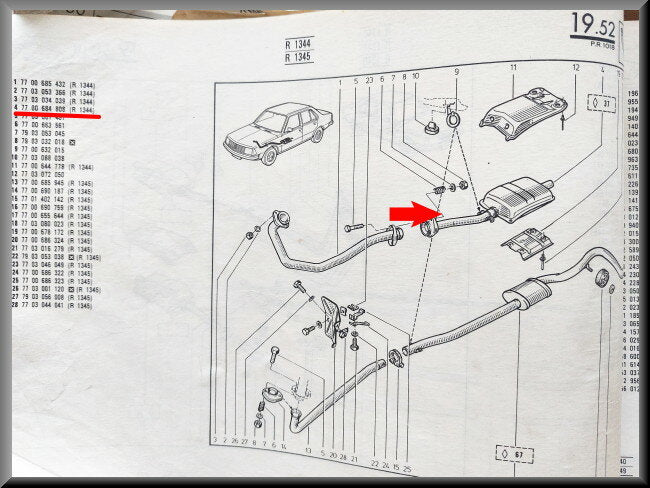 Uitlaat demper  – Renault 18 Diesel – OEM 7700684808 – NOS
