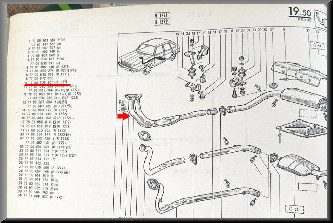 Uitlaat vlampijpje – Renault 20 – OEM 7700638301