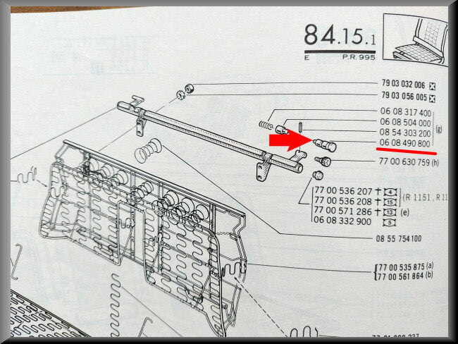 Boulon de fixation de dossier de banquette arrière – Renault 16 – OEM 0608490800
