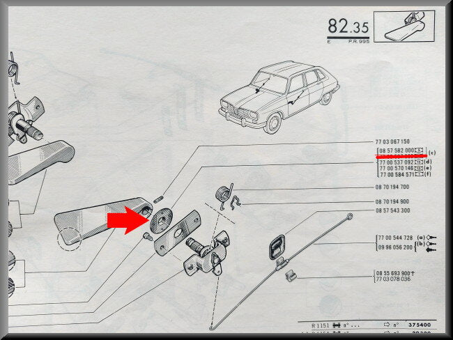 Rozet deurgreep (chroom)  – Renault 16 – OEM 0857582000 – Used