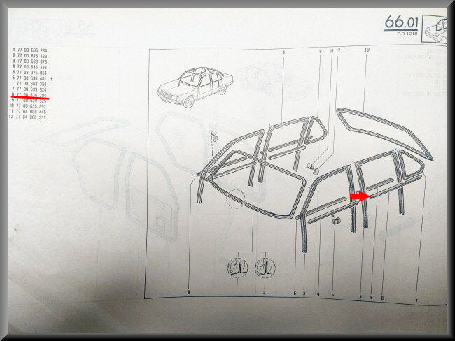 Ruitlikker achter links  – Renault 18 – OEM 7700636394 – NOS