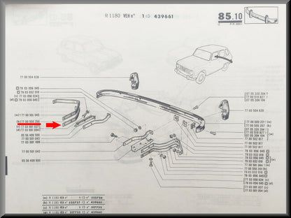 Bumper support right rear – Renault 6 – OEM 7700550200