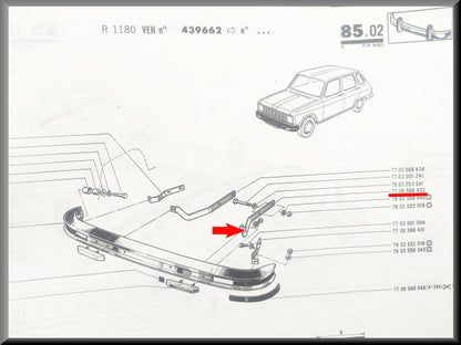 Bumpersteun voorzijde rechts – Renault 6 – OEM 7700566434