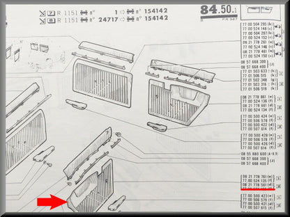Garniture de porte (marron couleur numéro 13) arrière gauche – Renault 16 TS – OEM 0821778561