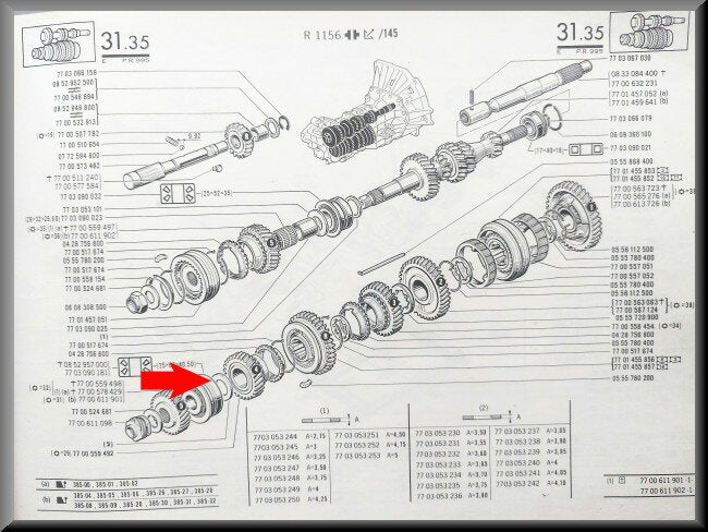 Opsluitring secundaire as (3,50 mm) – Renault 16 – OEM 7703053230