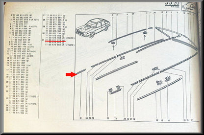 Baguette décorative avant droite – Renault 20 - Renault 30 – OEM 7700611229 – NOS