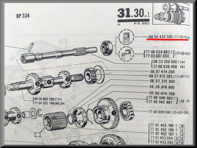 Joint spi (17-35-8 mm) – Renault 4 - Renault - 8 Renault divers – OEM 0854435500 – NOS