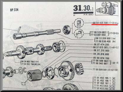 Joint spi (17-35-8 mm) – Renault 4 - Renault - 8 Renault divers – OEM 0854435500 – NOS