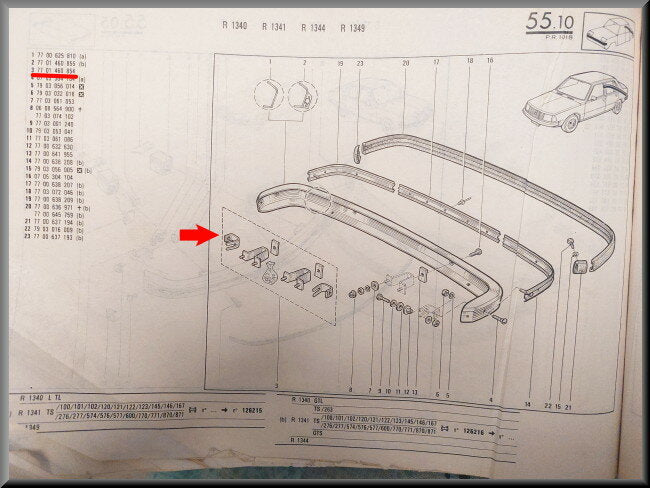 Bumper montage set achterzijde  – Renault 18 – OEM 7701460854 – NOS