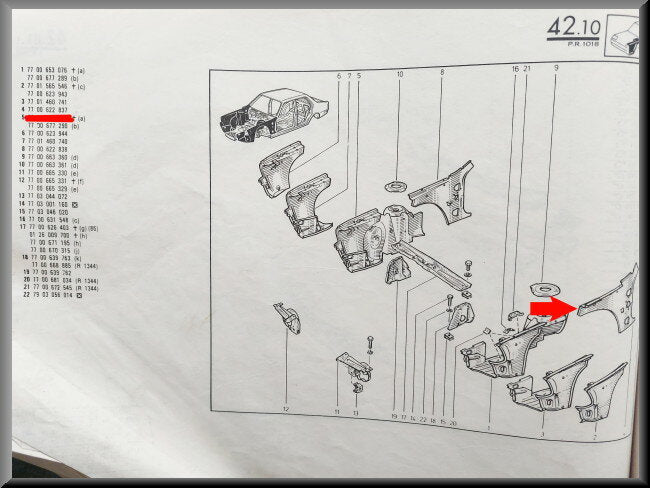 Binnenscherm voorzijde links  – Renault 18 – OEM 7700622837 – NOS