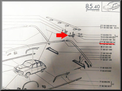 Fixation d'aileron de toit – Renault 16 TX – OEM 7700568936