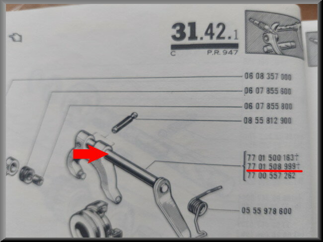 Clutch shaft (17.6 cm WITHOUT fork) – Renault 16 type 1 – OEM 7701508999