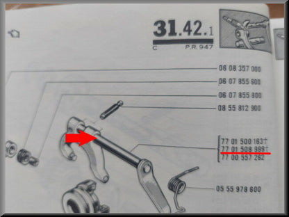 Clutch shaft (17.6 cm WITHOUT fork) – Renault 16 type 1 – OEM 7701508999