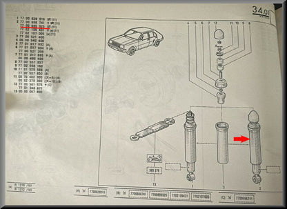Schokdempers achterzijde  – Renault 14 – OEM 7700695925 – NOS