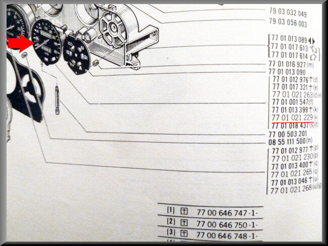 Odometer – Renault 16 TX – OEM 7701021229