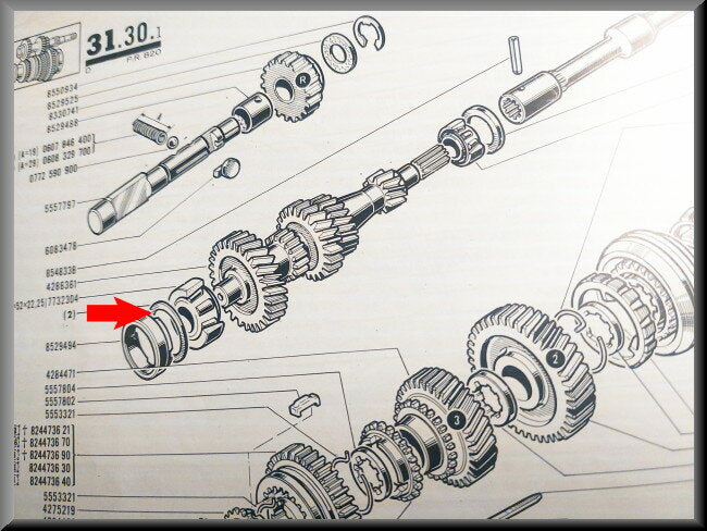 Rondelle de réglage arbre primaire 1,0 mm – Renault 16 L (R1150) – OEM 0607651000