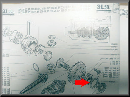 Rondelle d'épaisseur roulement de différentiel 0,5 mm – Renault 16 L (R1150) – OEM 0607862700