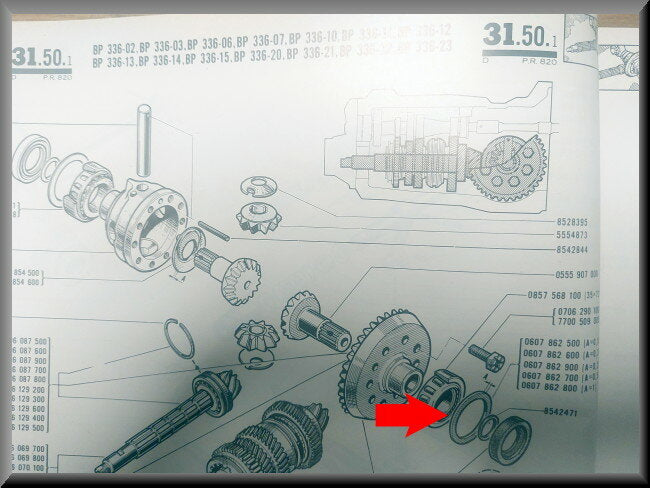 Rondelle de réglage de roulement de différentiel 1,0 mm – Renault 16 (R1150) – OEM 0607862800