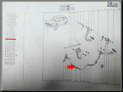 Câble d'embrayage avec commande de vitesses au tableau de bord – Renault 5 – OEM 7700539864 – NOS