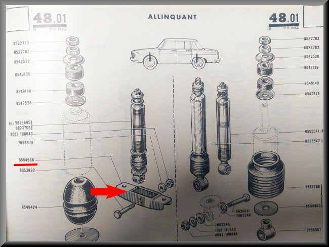 Bevestiging schokbreker – Renault 8 - Renault 10 – OEM 0555496600