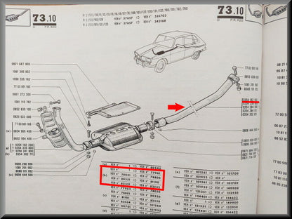 Tuyau central – Renault 16 TL, L – OEM 0354192100