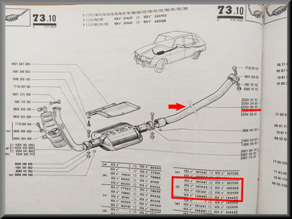 Middle pipe – Renault 16 TL, L – OEM 0354284500