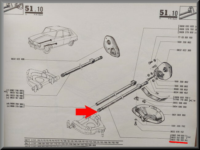 Barre de torsion avant gauche 17,40 mm – Renault 16 – OEM 0833153600 (occasion) – Used