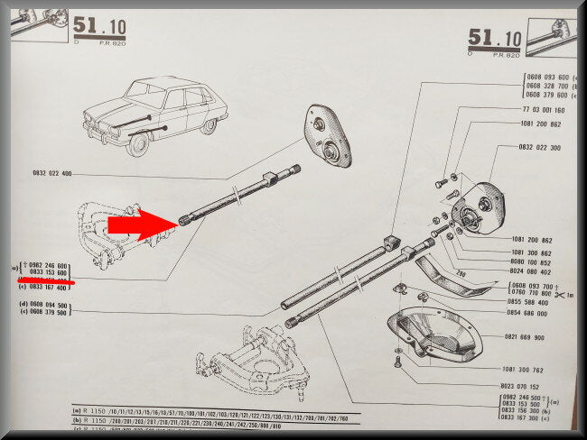 Barre de torsion avant droite 17,40 mm – Renault 16 – OEM 0833153500 – Occasion