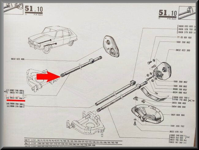 Barre de torsion avant droite 18,20 mm – Renault 16 – OEM 0833167400 – Occasion