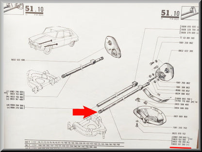 Barre de torsion avant gauche 18,20 mm – Renault 16 – OEM 0833167300 – Occasion