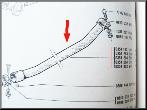 Tuyau central – Renault 16 TL, L – OEM 0354284511