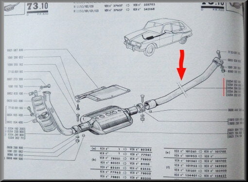 Tuyau central – Renault 16 TL, L – OEM 0354284511