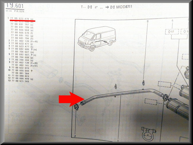 Exhaust pipe – Renault Trafic – OEM 7700623478 – NOS