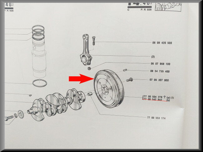 Vliegwiel (diameter 25 cm asgat 37 mm - kleine krukas) – Renault 12 – OEM 7700504278