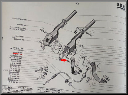 Brake pedal locking pin – Renault 16 – OEM 0077748600