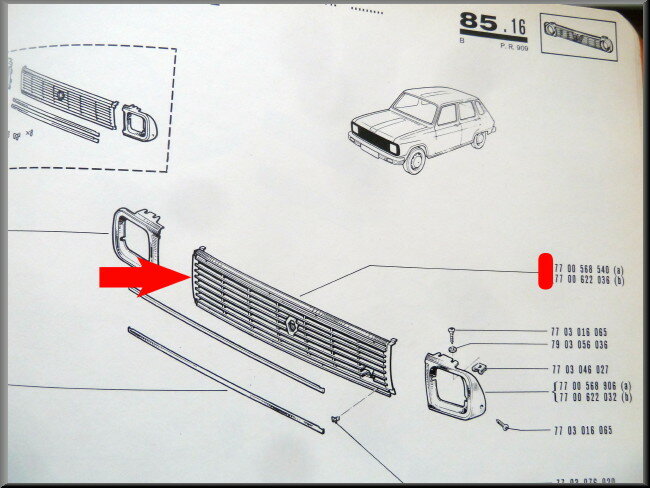 GT Grill GREY – Renault 6 – OEM 7700568540A – NOS