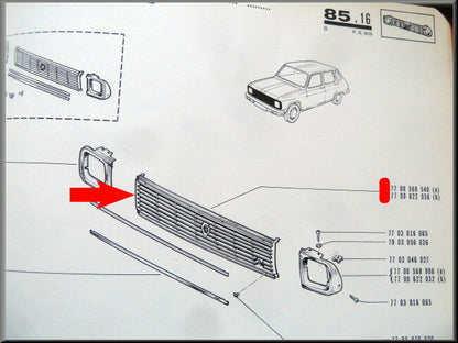 GT Grill GREY – Renault 6 – OEM 7700568540A – NOS