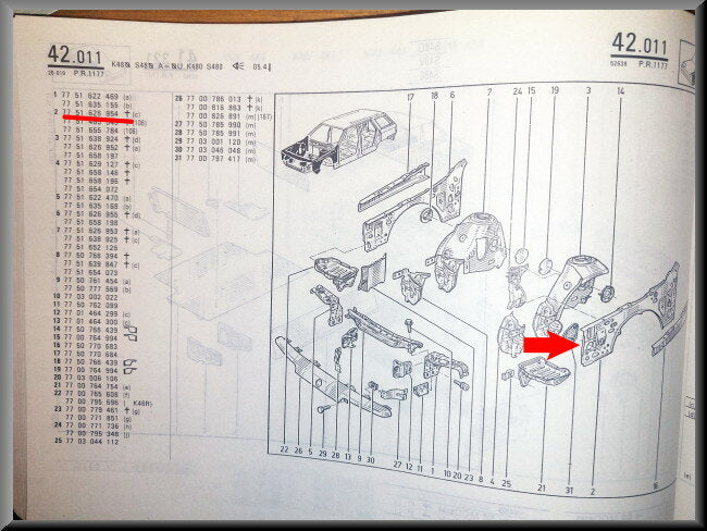 Paneel binnenscherm links  – Renault 21 – OEM 7751626954 – NOS