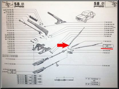 Câble de frein à main arrière – Renault 12 Gordini, Renault 17 TS – OEM 7700534050