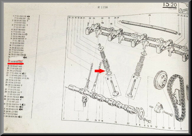 Rondelle de ressort de soupape – Renault 16 - Renault 12 Gordini - Renault 17 Gordini – OEM 0608420800