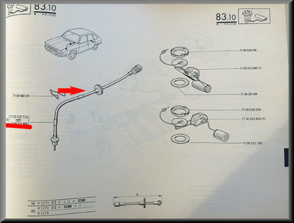 Snelheidsmeter kabel  – Renault 20 - Renault 30 – OEM 7700572884 – NOS