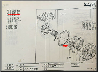 R14 : Cadre de ventilateur de refroidissement (ancien stock neuf).