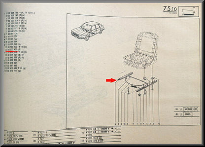 Glissière siège avant droit – Renault 20 - Renault 30 - Renault 14 – OEM 7700627439 – NOS